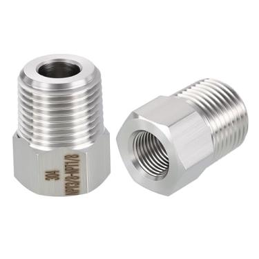 Imagem de Rebower Pacote com 2 adaptadores macho para FeMale de aço inoxidável 304, NPT macho de 9,5 mm x 1/20.3 cm FeMale NPT redutor de bucha hexagonal para industrial, fluido, jardinagem doméstica