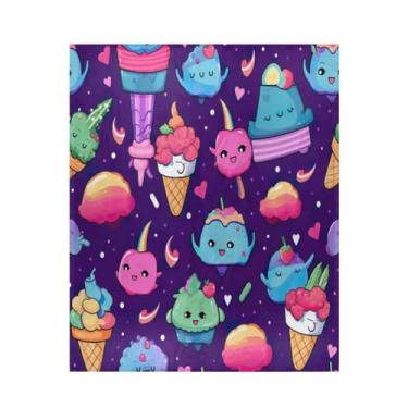 Imagem de Blueangle Cobertor de casquinhas de sorvete super macio e quente, 127 x 152 cm, leve para todas as estações, cobertor aconchegante para cama, sofá, sofá, fácil de cuidar (535)