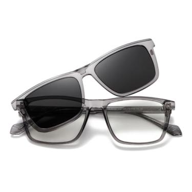 Imagem de VFDHN Óculos de Sol Masculinos em Acetato TR90 Magnéticos Polarizados para Mulheres Preto Cinza (3)