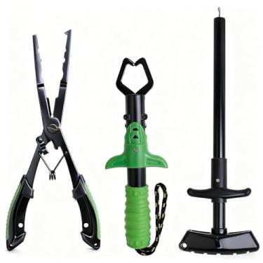Imagem de KULPORT Kit de ferramentas de pesca, 3 peças de acessórios de pesca, alicate de pesca de alumínio, garra de lábio de peixe de aço inoxidável, removedor de anzol, presentes de equipamentos de pesca