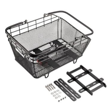 Imagem de menolana Cesto traseiro genérico para bicicleta, grande capacidade, fácil de instalar, acessório para bicicletas urbanas com alça de transporte, 45 x 32,5 x 20, Metal