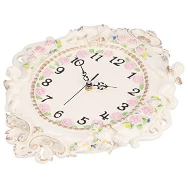 Imagem de Generic Relógio de Parede de Resina Estilo Europeu, Relógio Decorativo Pendurado Silencioso para Sala de Estar, Hotel, Restaurante, 15,4 X 12,4 pol.