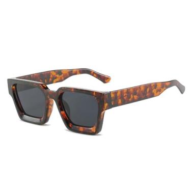 Imagem de Óculos de Sol Feminino e Masculino Jelly Color Gradient com Proteção UV400 para Esportes ao Ar Livre, Corrida e Ciclismo, Estampa de Leopardo Cinza
