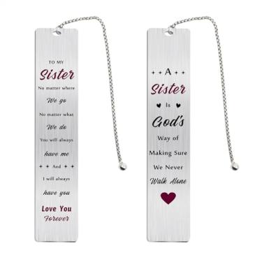Imagem de Fetiger Presentes de Natal para irmãs - A Sister is God's Way of Making Sure We Never Walk Alone - Marcador de livro de aniversário de Natal da Brother