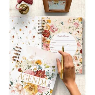 Imagem de Agenda 2026 DATADA, personalizada COM O NOME DO COMPRADOR, folhas decoradas, A5, 2 dias por página(folhas decoradas,Garden)