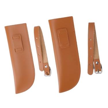 Imagem de SUNGOOYUE Porta-Bandeira para Cavalos, 2 Peças de Suporte de Bandeira Estribo Equestre de Couro Seguro Ajustável para Treinamento de Cavalos, Competição de Equitação, Sela Ocidental, 6,7