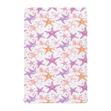 Imagem de CEBUGI Lençol de berço elástico para bebês, meninos, meninas, estampa de estrela do mar, portátil, mini lençol com elástico para crianças, material neutro, ultra macio, colchão infantil padrão