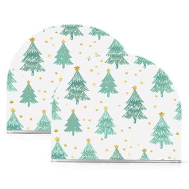Imagem de Wassud Porta-guardanapos de acrílico com árvores de Natal de desenhos animados, dispensador de guardanapo de papel moderno em forma de U para mesa, cozinha, sala de jantar, bancada 2 peças (comporta