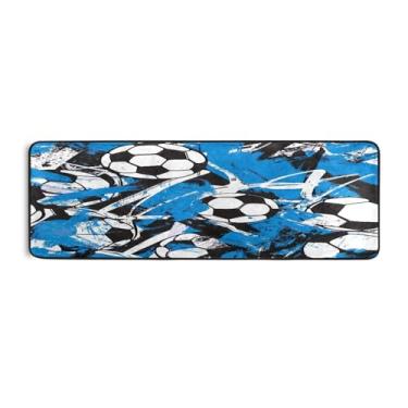 Imagem de Qilmy Tapete de futebol colorido 183 x 61 cm, antiderrapante, antifadiga, confortável, tapetes longos, para quarto, sala de estar, banheiro, corredores, entrywa513