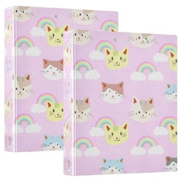 Imagem de Burbuja Fichário de 3 anéis de arco-íris pastel com 3 argolas para trabalho de escritório, fichário aberto D serve em papel tamanho carta com visão clara, 2 bolsos, 1 pacote