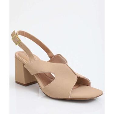 Imagem de Sandália Salto Grosso Feminina Beira Rio-13112, Bege, 38