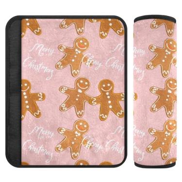Imagem de Burbuja Capa de cinto de segurança masculina Gingerbread para carro, macio, confortável, protetor de cinto de segurança para alça de ombro de assento, 1 par pequeno