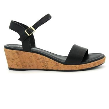 Imagem de Sandalia Moleca Original Salto Anabela Baixo Feminino 102, 35, Preto