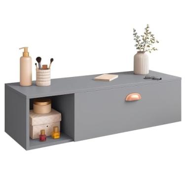 Imagem de Penteadeira ContemporâNea Para Montagem Na Parede Com Nicho E Prateleiras – Inclui Espelho E Gavetas(SEM ESPELHO CINZA (OF))