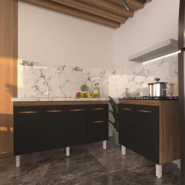 Imagem de Balcão Armário Gabinete Para Pia 138 cm Camila e Balcão Para Cooktop 5