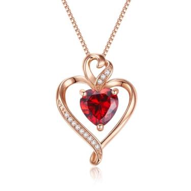 Imagem de Colar feminino com pingente de prata esterlina 925 banhado a ouro rosa banhado a ouro branco 14 K, colar de amor para namorada, esposa, dia dos namorados, aniversário, joia feminina 45,7 cm + 5 cm