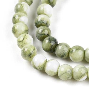 Imagem de 100 peças de vidro de jade imitação de 4 mm contas redondas verde-mar claro contas de vidro rachado contas espaçadoras lisas e soltas para brincos faça você mesmo, colar, pulseira, fabricação de joias