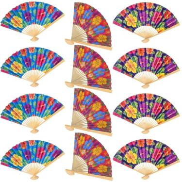 Imagem de Fun Express - Hibiscus Print Folding Fans for Party - Party Supplies - Favors - Fans - Party - 12 Pieces