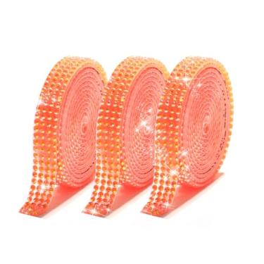 Imagem de 1 rolo de fita decorativa de cristal de gelatina: fita adesiva brilhante, adequada para artesanato, decorações de festa, embrulho de presente e decorações de casa (laranja-vermelho)