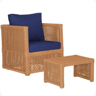 Imagem de Mesa E 1 Poltrona Madri Corda Náutica Estofado 10 Trama Terra Cota