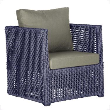 Imagem de 1 Poltrona Madri Alumínio Corda Náutica Estofado 8 Trama Azul