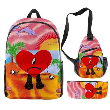 Imagem de Conjunto de mochilas escolares Badd Bunnyy Rabbit, 3 unidades para crianças