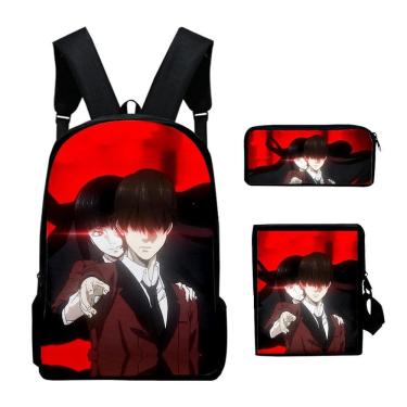 Imagem de Conjunto de mochilas escolares de anime Kakeguruis para crianças, 3 peças
