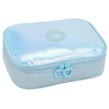 Imagem de Estojo Escolar Box 100 Lápis, Espaçoso com Divisórias e Elásticos Internos, Fechamento em Zíper, Material Resistente, P/Meninas (Azul)