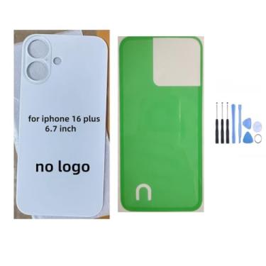 Imagem de STYCES Substituição de vidro da tampa traseira traseira para iPhone 16 de 6,1 polegadas e para iPhone 16 plus 6,7 polegadas (sem logotipo), com kit de ferramentas de reparo, adesivo pré-instalado
