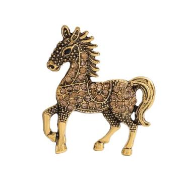 Imagem de Broche de cavalo de strass vintage, 4 peças, conjunto de broches de esmalte de cavalo fofo, alfinetes de lapela de animais coloridos para amantes de pôneis, decorações de ano novo, Medium, Metal, Sem