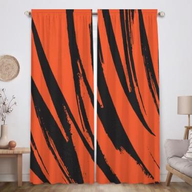 Imagem de Funnytree Cincinnati ROA Cortinas de janela com listras de tigre para quarto decoração de quarto de casa tecido durável lavável na máquina 208 x 213 cm SC00357-013