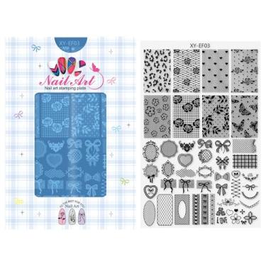 Imagem de Placa de carimbo de unhas, estampagem, flor, renda, linha, placa, modelo, desenho, estampagem, unhas