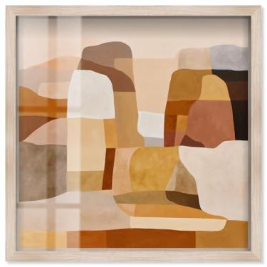 Imagem de Desert Forms IV Shadowbox Print Taupe Boho Wall Art por Art Remedy, moldura loira, 63 x 63 cm