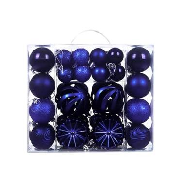 Imagem de Nishiyuenyi Conjunto de 48 Bolas de Natal para Decoração de árvore, com Aro para Pendurar, Enfeites Natalinos para Festas Ao Ar Livre, Azul, Tamanho real