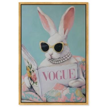 Imagem de Decoração de parede para animais de estimação Spring Magazine Bunny Print da Art Remedy, moldura dourada, 25 x 38 cm