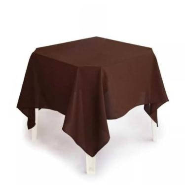 Imagem de Toalha de Mesa Quadrada Oxford Lisa com Bainha Toalha de Mesa 4 Lugares para Festa Buffet e Restaurante (Marrom,03 UNIDADES)