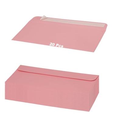 Imagem de MOOYUE Pacote com 20 envelopes coloridos de segurança nº 10 | Pacote econômico | Envelopes comerciais autovedantes | 10 x 23 cm rosa | Compatível com impressão e sem janelas