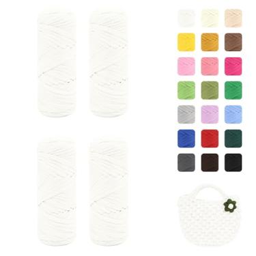 Imagem de Maxee Pacote com 4 fios de camiseta premium (200 g/75 m cada), fio de fita macia para crochê e tricô - cor intensiva e fácil de cuidar
