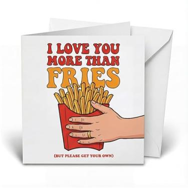 Imagem de SHSEEN Cartão engraçado de Dia dos Namorados| Cartão de aniversário, presentes para ele, seu namorado, namorada. Lindas batatas fritas cartões de amor gastronômicos para marido esposa amante de