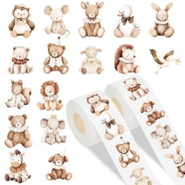 Imagem de JarThenaAMCS 1000 peças adesivo de animal da floresta desenho animado marrom floresta animal adesivo para aniversário chá de bebê suprimentos de lembrancinha de festa, 16 designs