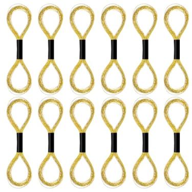 Imagem de XLIUAX 12 novelos de linha de bordado metálico, fio de bordado, fio metálico com glitter, fios de ponto cruz para costura, acessórios de mão (ouro)