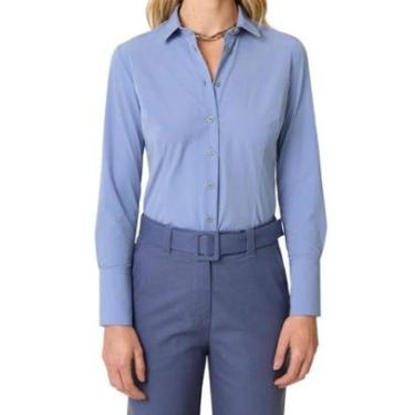 Imagem de Camisa Feminina Dudalina ML Slim Fit Tech Azul Médio 53114-Feminino