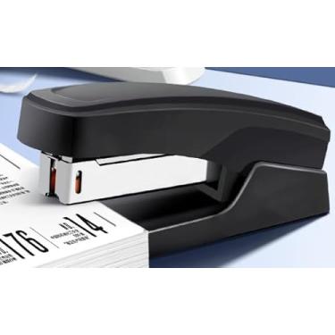 Imagem de Grampeador de mesa manual preto resistente com 1000 grampos - capacidade para 20 folhas, plástico durável, para escritório, casa e uso profissional, grampeadores modernos de escritório doméstico