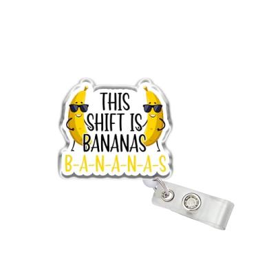 Imagem de OKOMCM This Shift is Bananas Carretel retrátil para crachá de enfermeira tamanho 5 cm, clipe de cinto de acrílico, cordão de crachá de humor sarcástico, acessórios médicos presentes DIY para colegas