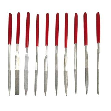 Imagem de AUXBC Conjunto de lixa de agulha de diamante de 10 peças, 4 x 160 mm, mini arquivos de riffler de metal para joias, vidro, madeira, pedra, ferramentas manuais de precisão, polimento, redondo