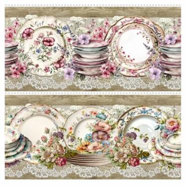 Imagem de Tecido Tricoline Digital Barrado Charme Provençal 100% Algodão