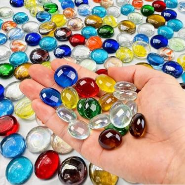 Imagem de Enchimento de vaso de pedras preciosas de vidro, pedrinhas decorativas para decoração de casa, centros de mesa, artesanato, exibição de aquário, 50 unidades (multicoloridas)