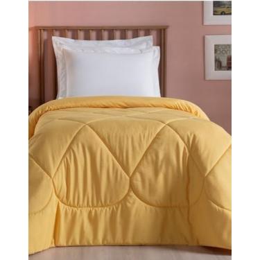 Imagem de Cobertor Edredom Solteiro Dupla Face 200 Fios Toque Macio –Tecnologia Antipilling (Amarelo)