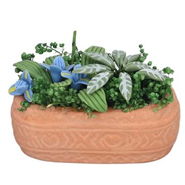 Imagem de Cryfokt Ornamento de Vaso de Flores para Casa de Bonecas, Vaso de Flores Em Miniatura de, Decoração de Planta de Argila Leve, Jardim de para Casa de Bonecas Adequado para Sala de Jantar e Sala de