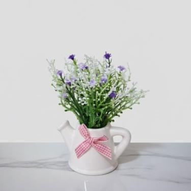 Imagem de Mini Arranjo Provence: Regador de Porcelana com Flores Delicadas – Charme e Elegância (MODELO 4)